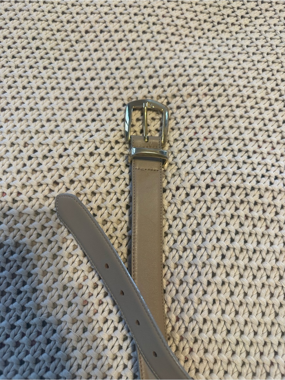 Talbot's Taupe Leather Women's Belt with Polished Gold Buckle